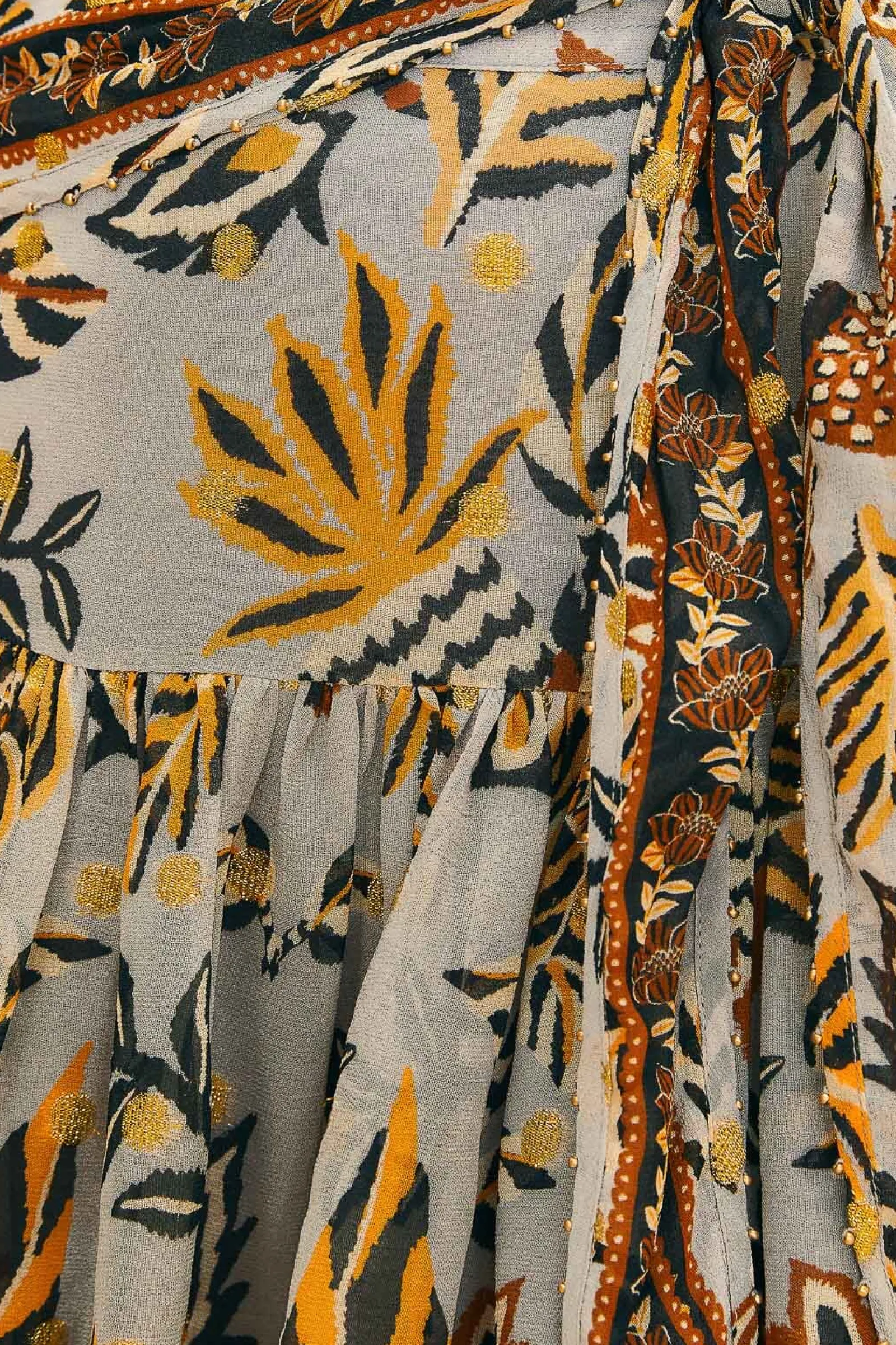 SILVER FLORAL TAPESTRY MINI SKIRT