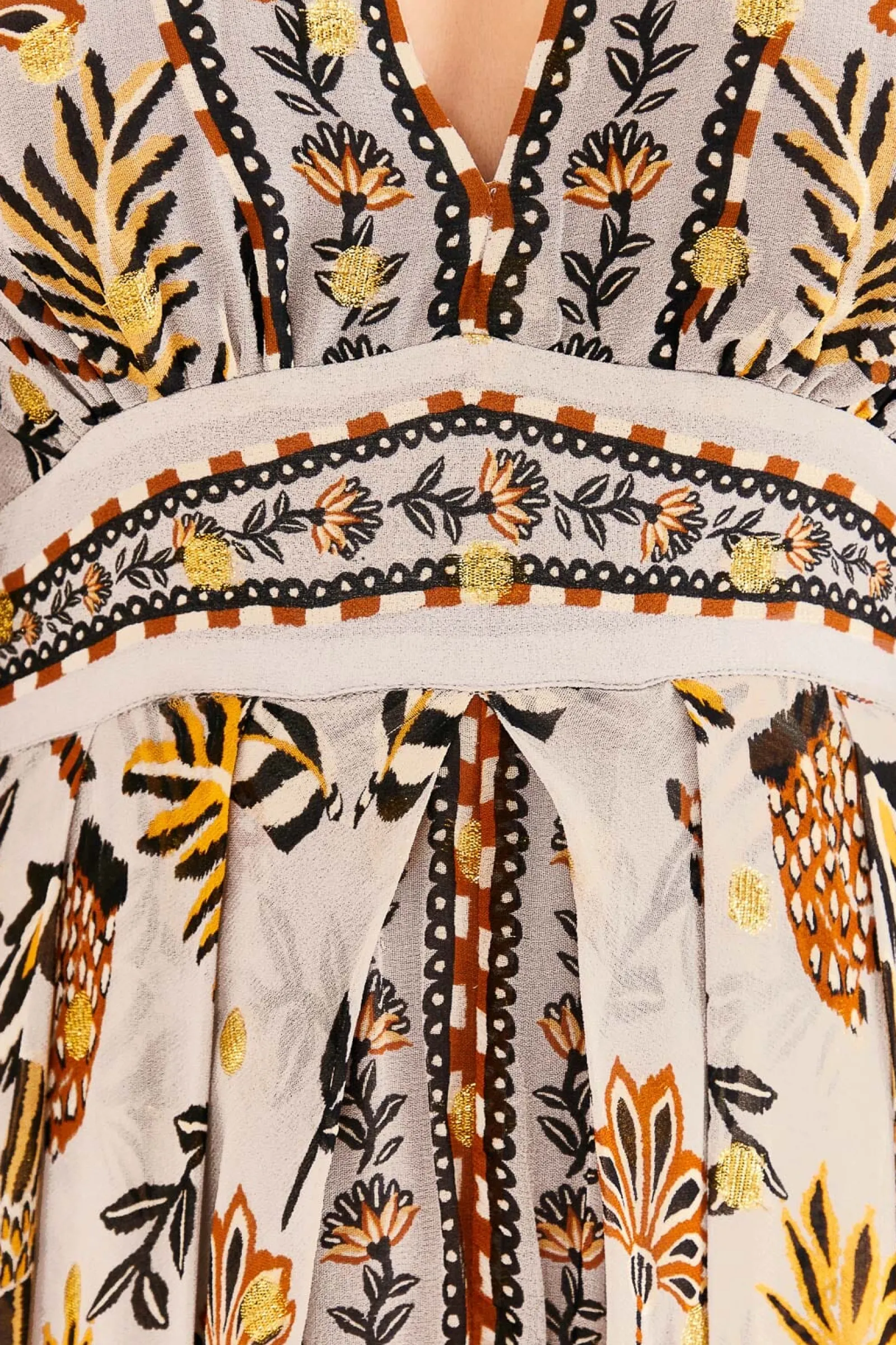 SILVER FLORAL TAPESTRY MAXI DRESS