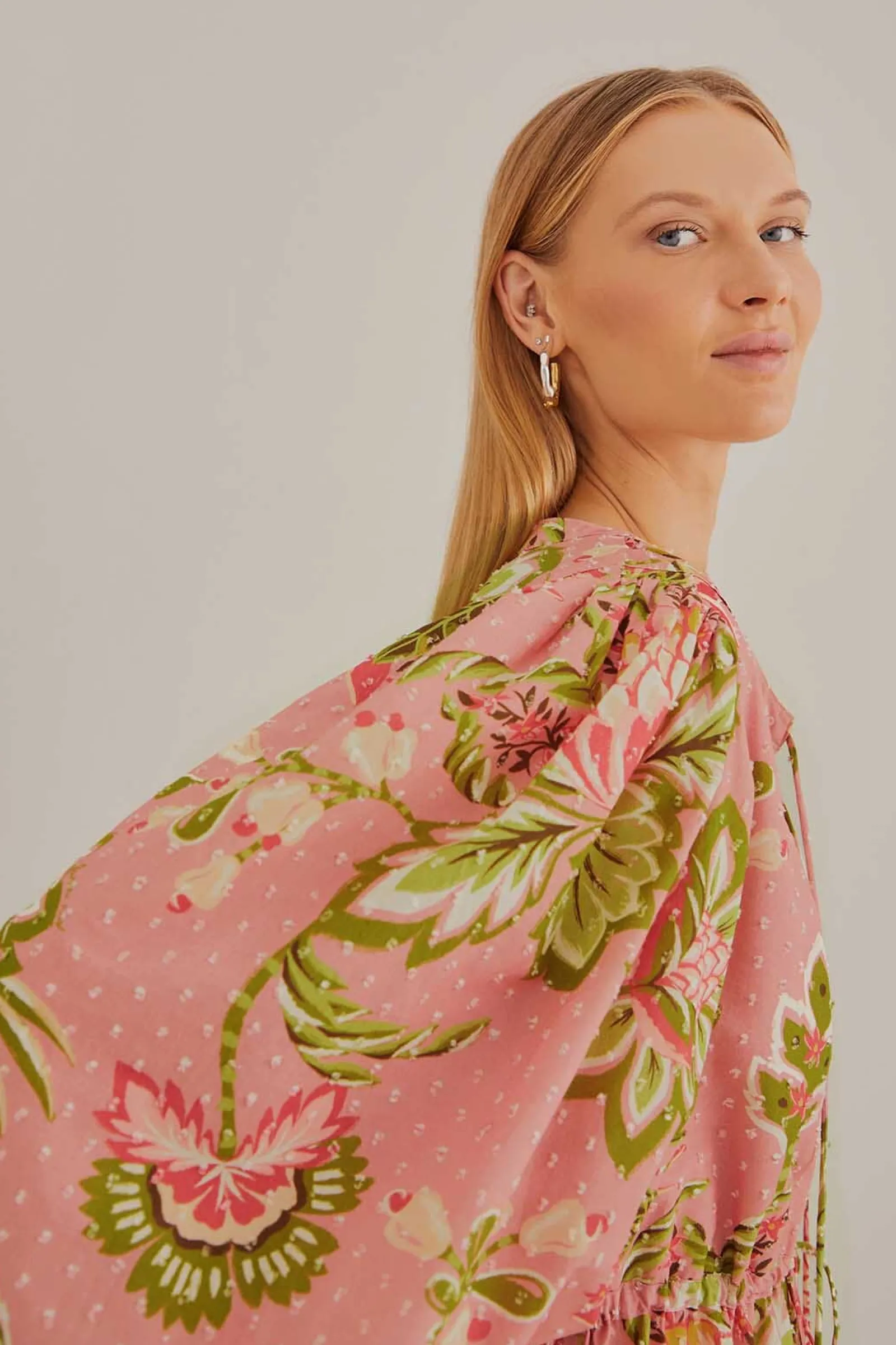 SOFT PINK AURA FLORAL MINI DRESS