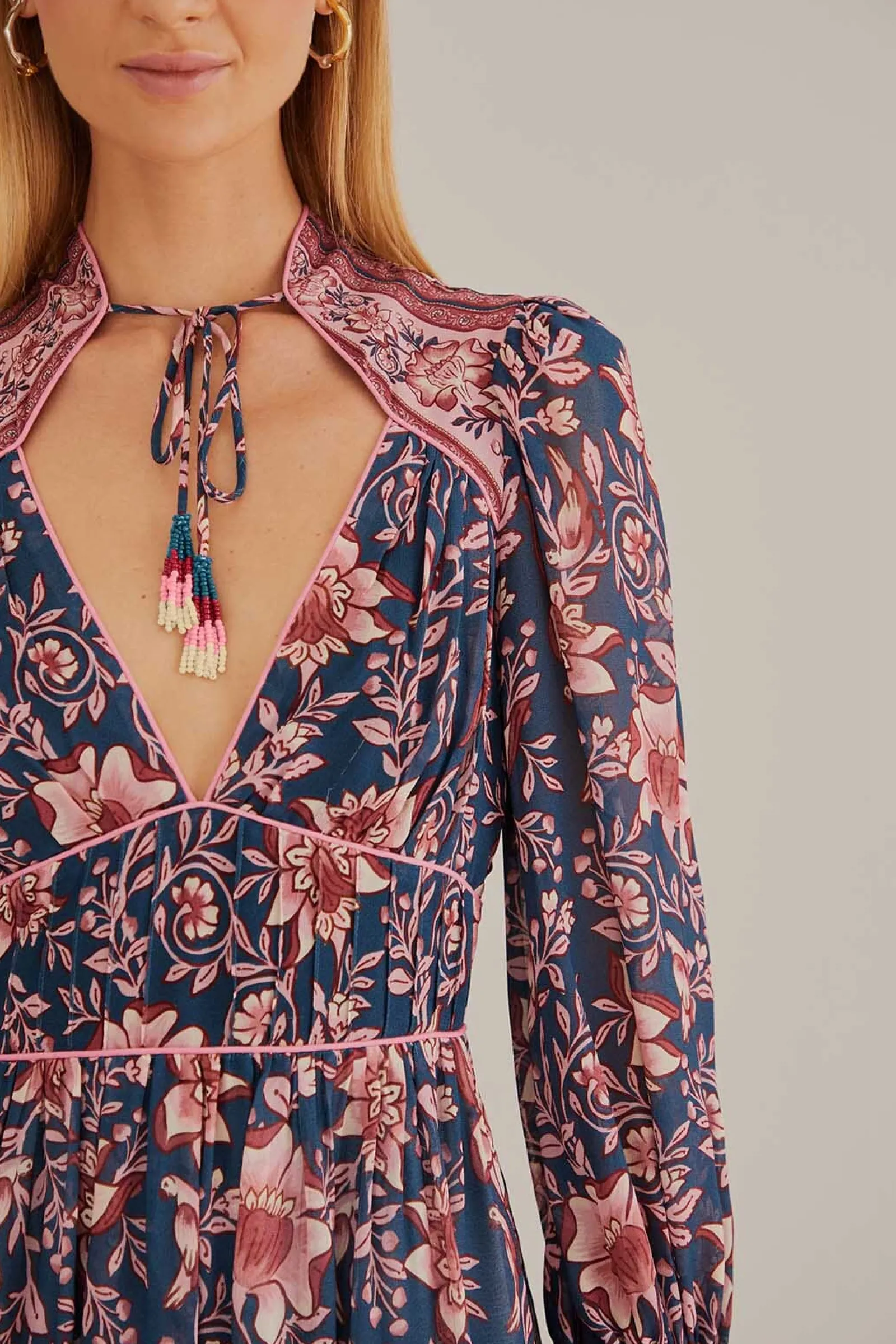 TEAL AINIKA CHARM LONG SLEEVE MINI DRESS