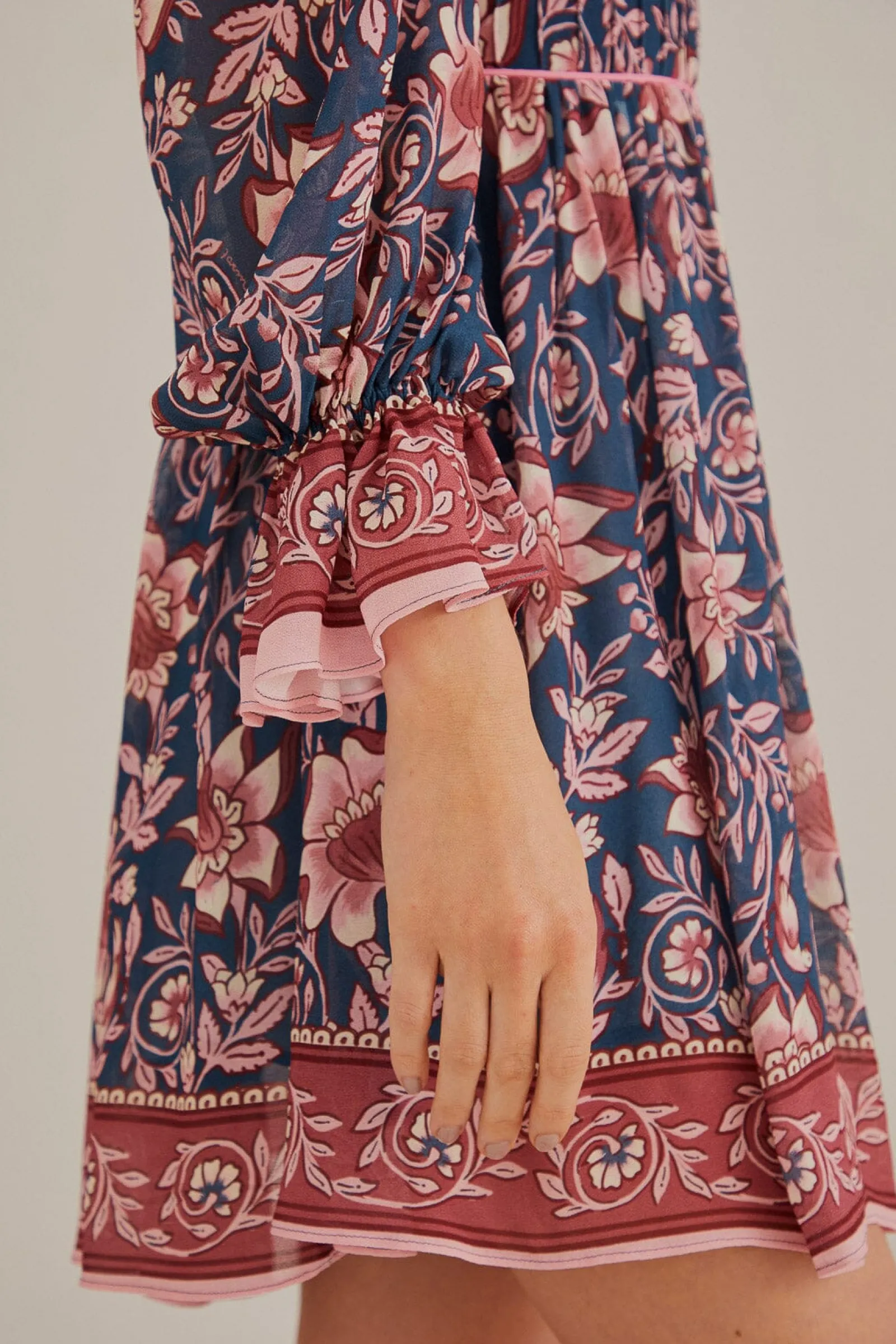 TEAL AINIKA CHARM LONG SLEEVE MINI DRESS