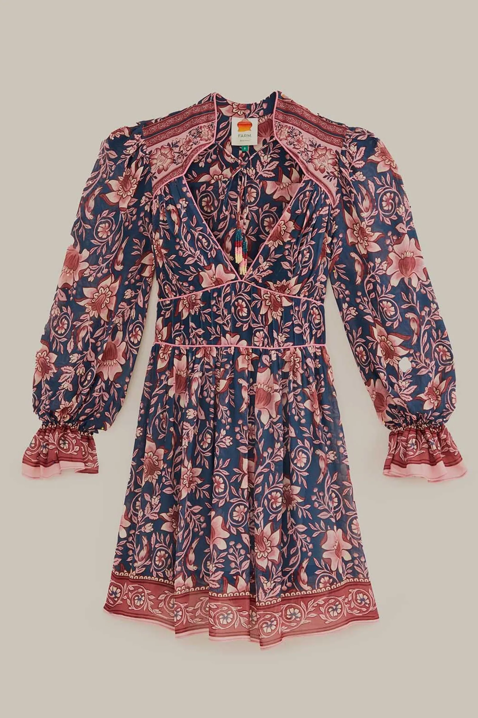 TEAL AINIKA CHARM LONG SLEEVE MINI DRESS