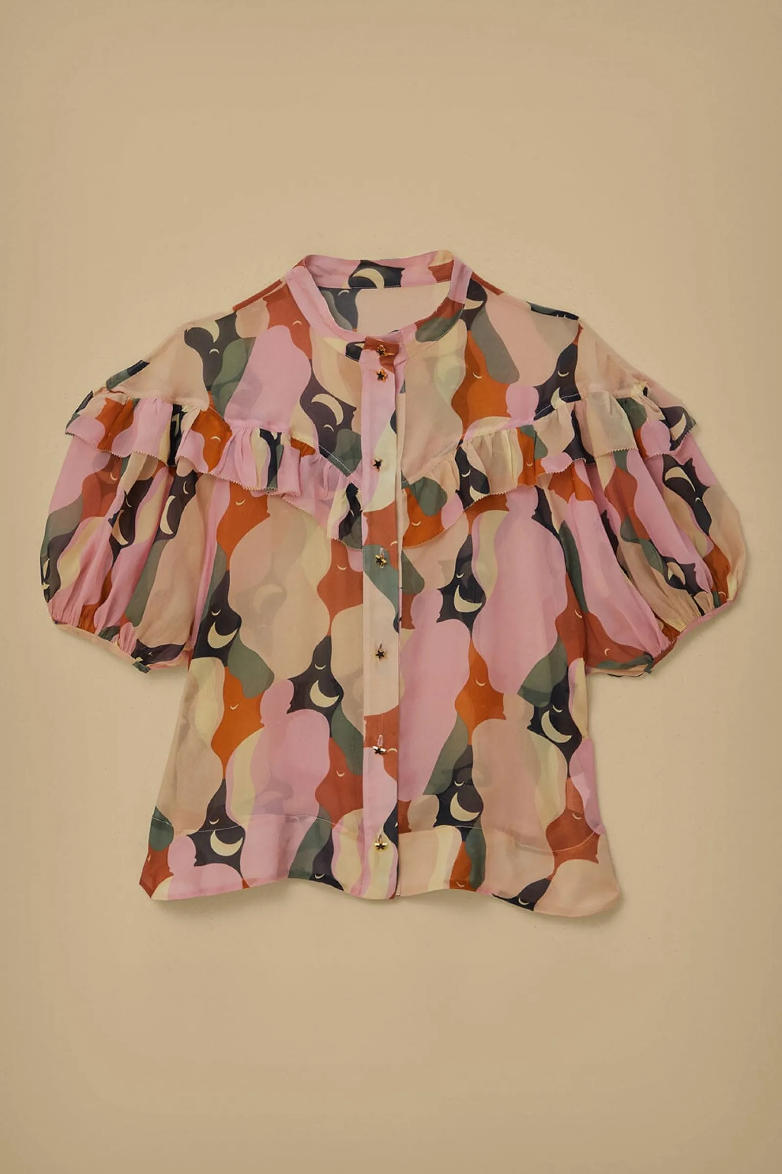 THE KISS MULTICOLOR SHORT SLEEVE BLOUSE