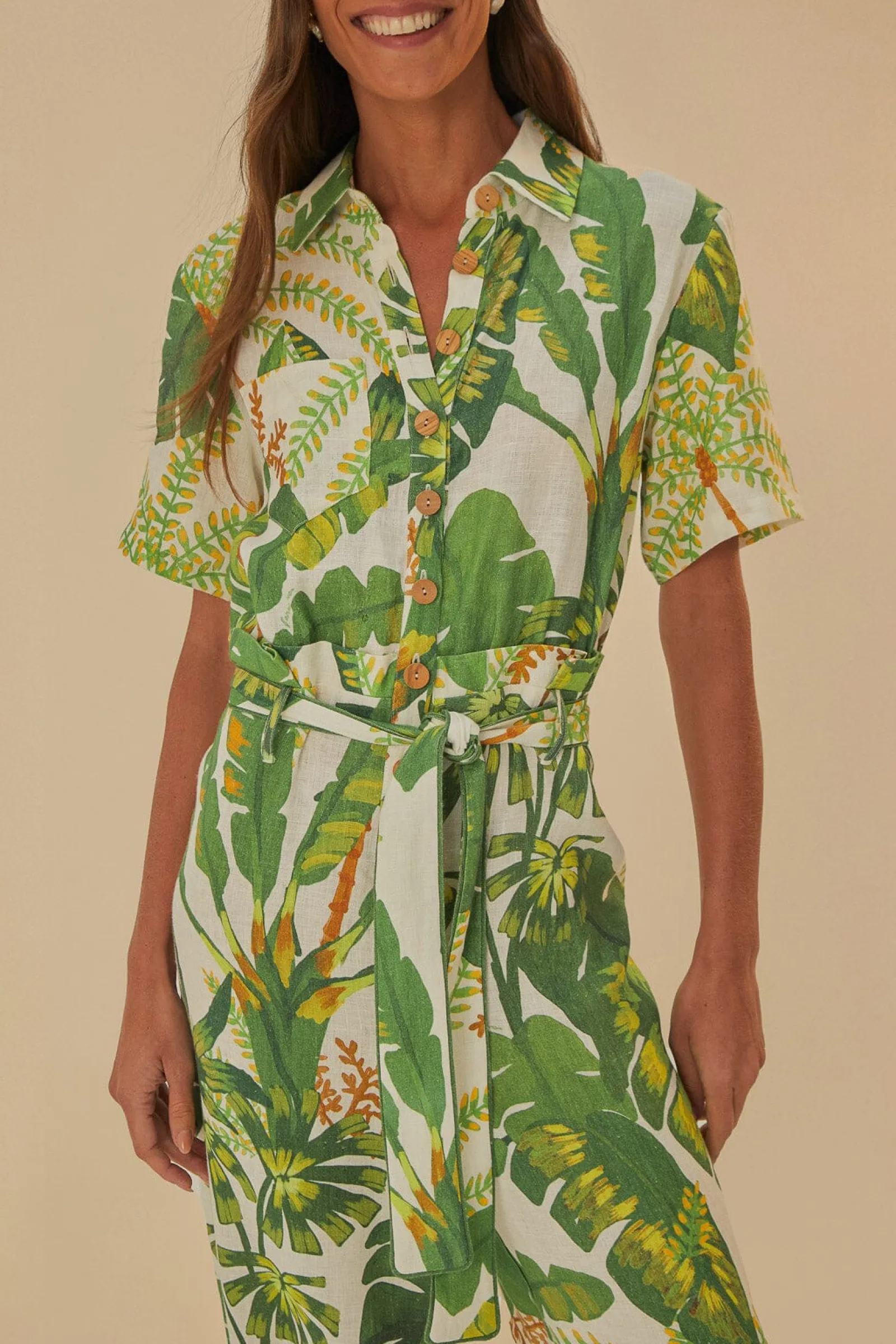 TROPICAL FOREST OFF-WHITE JUMPSUIT