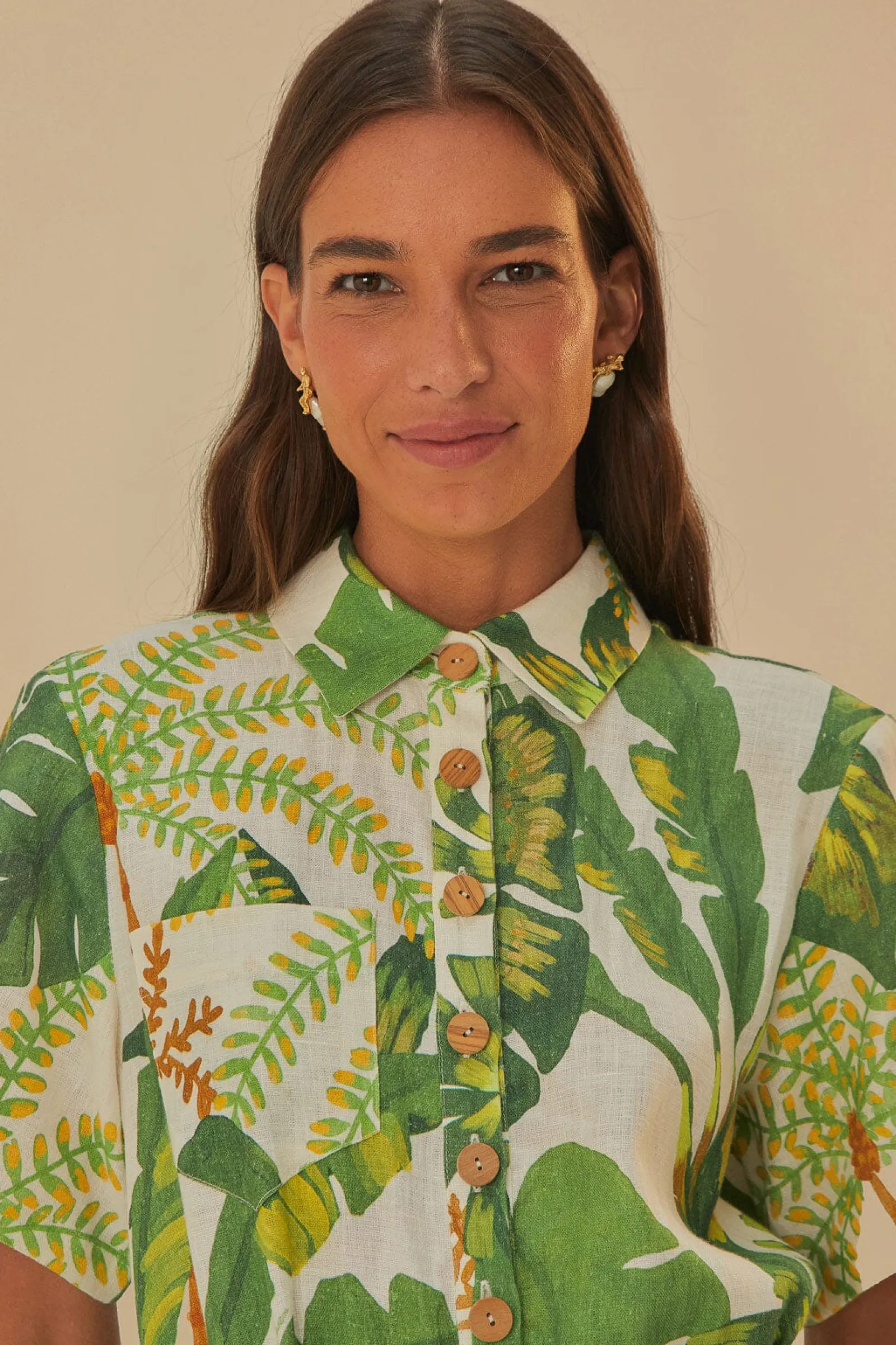 TROPICAL FOREST OFF-WHITE JUMPSUIT