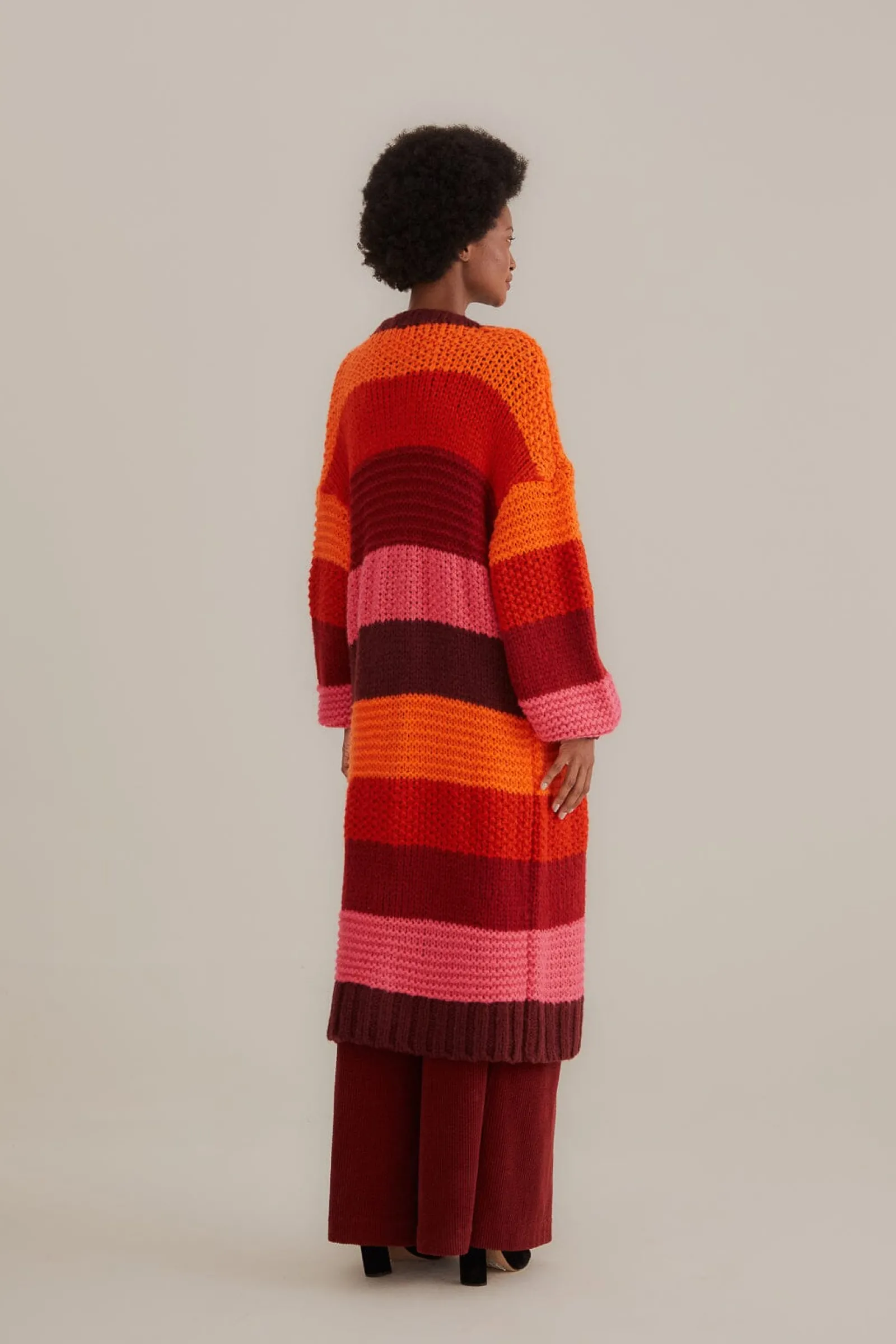 TROPICAL STRIPES MIDI KNIT CARDIGAN