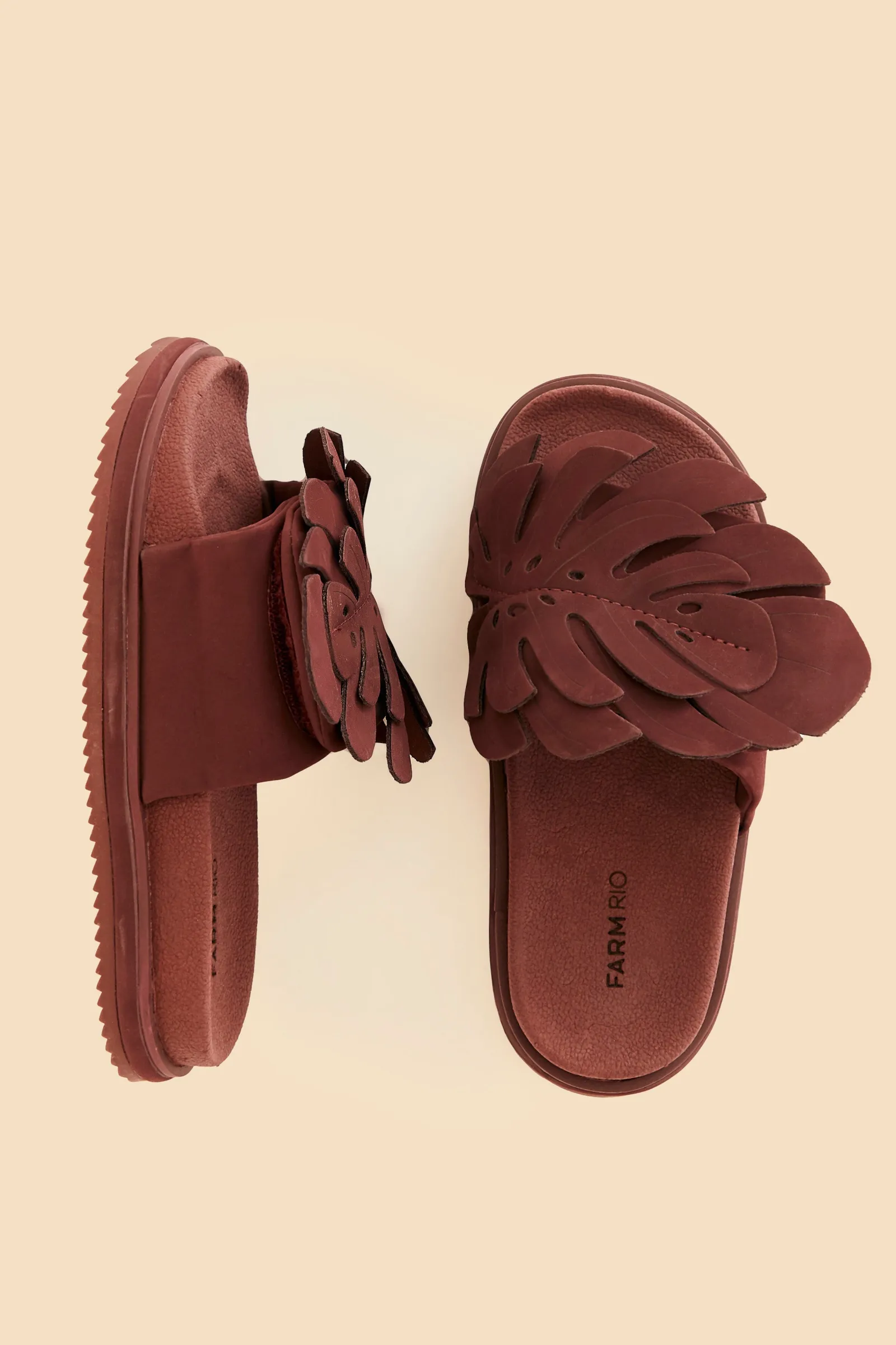 WINE MONSTERA ANATOMIC SLIDE SANDAL