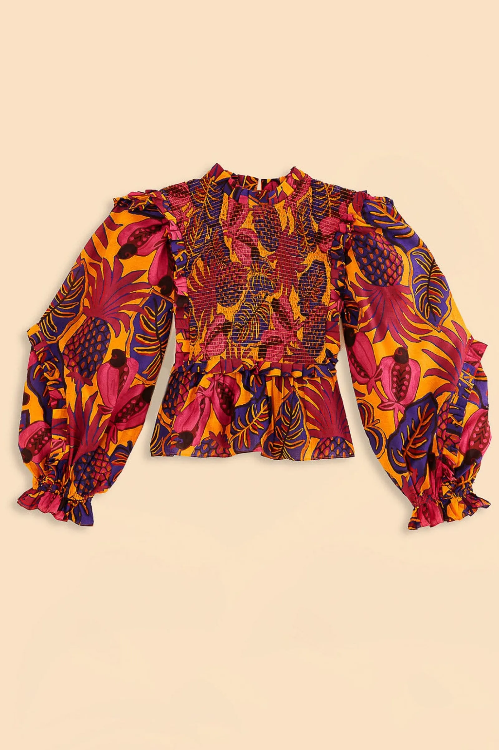 YELLOW FRUIT DREAM LONG SLEEVE BLOUSE